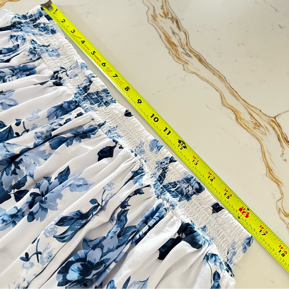 Rose Floral Maxi Skirt Blue White Cottagecore Boho XXL - Picture 7 of 7